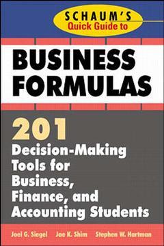 Couverture de l’ouvrage Schaum's quick guide to business finance a key to formulae & tables for business decision