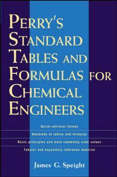 Couverture de l’ouvrage Perry's standard tables and formulae for chemical engineers