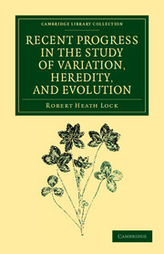 Couverture de l’ouvrage Recent Progress in the Study of Variation, Heredity, and Evolution