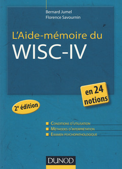 Couverture de l’ouvrage L'Aide-mémoire du Wisc-IV - 2e éd. - en 24 notions
