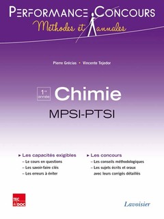 Couverture de l'ouvrage Chimie 1re année MPSI-PTSI