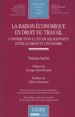 Cover of the book la raison économique en droit du travail - contribution à l'étude des rapports e