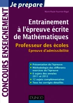 Couverture de l’ouvrage Entraînement à l'épreuve écrite de Mathématiques - Professeur des écoles