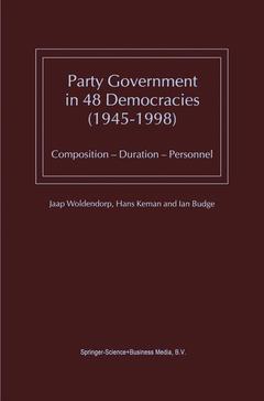 Couverture de l’ouvrage Party Government in 48 Democracies (1945-1998)