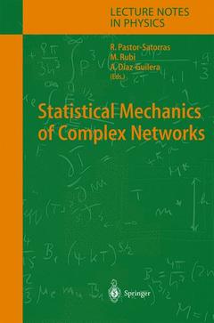 Couverture de l’ouvrage Statistical Mechanics of Complex Networks