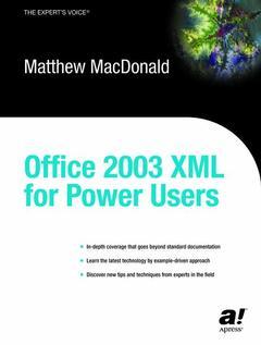 Couverture de l’ouvrage Office 2003 XML for Power Users