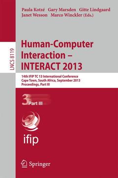 Couverture de l’ouvrage Human-Computer Interaction -- INTERACT 2013