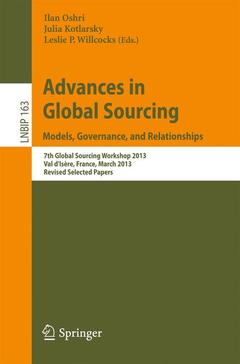 Couverture de l’ouvrage Advances in Global Sourcing. Models, Governance, and Relationships