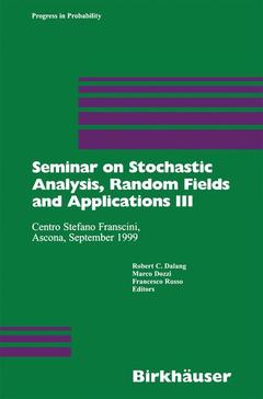 Cover of the book Seminar on Stochastic Analysis, Random Fields and Applications III
