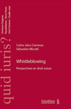 Couverture de l’ouvrage whistleblowing. perspectives en droit suisse