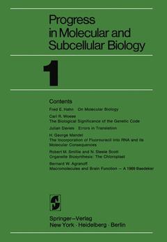 Couverture de l’ouvrage Progress in Molecular and Subcellular Biology