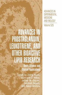 Couverture de l’ouvrage Advances in Prostaglandin, Leukotriene, and other Bioactive Lipid Research