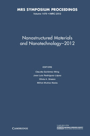 Couverture de l’ouvrage Nanostructured Materials and Nanotechnology–2012: Volume 1479