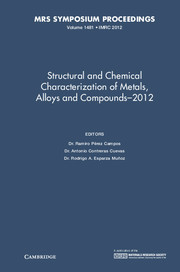 Couverture de l’ouvrage Structural and Chemical Characterization of Metals, Alloys and Compounds–2012: Volume 1481