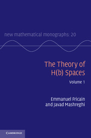 Couverture de l’ouvrage The Theory of H(b) Spaces: Volume 1