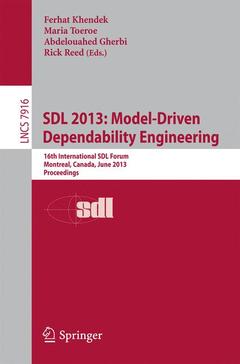 Couverture de l’ouvrage SDL 2013: Model Driven Dependability Engineering