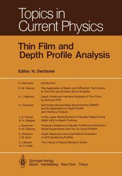 Couverture de l’ouvrage Thin Film and Depth Profile Analysis