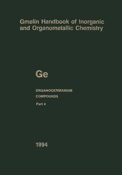 Couverture de l’ouvrage Ge Organogermanium Compounds