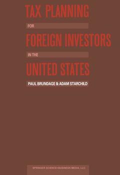 Couverture de l’ouvrage Tax Planning for Foreign Investors in the United States