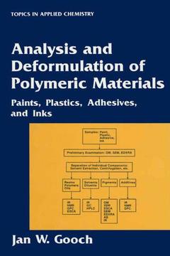 Couverture de l’ouvrage Analysis and Deformulation of Polymeric Materials