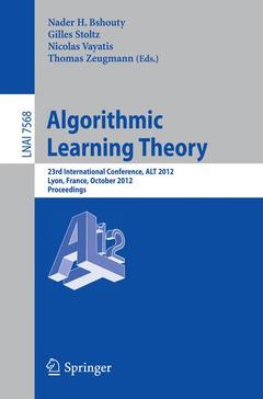 Couverture de l’ouvrage Algorithmic Learning Theory