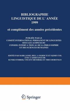 Couverture de l’ouvrage Bibliographie linguistique de l’année 1999/Linguistic Bibliography for the year 1999