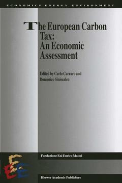 Couverture de l’ouvrage The European Carbon Tax: An Economic Assessment
