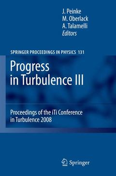 Couverture de l’ouvrage Progress in Turbulence III