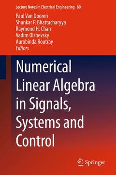 Couverture de l’ouvrage Numerical Linear Algebra in Signals, Systems and Control