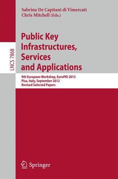 Couverture de l’ouvrage Public Key Infrastructures, Services and Applications