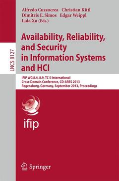 Couverture de l’ouvrage Availability, Reliability, and Security in Information Systems and HCI