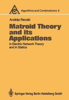 Couverture de l’ouvrage Matroid Theory and its Applications in Electric Network Theory and in Statics