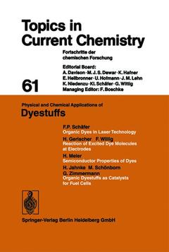 Couverture de l’ouvrage Physical and Chemical Applications of Dyestuffs