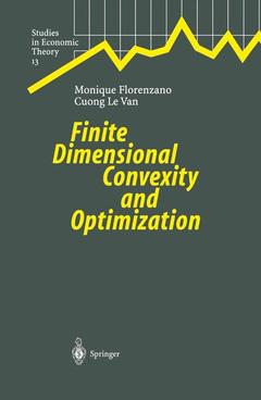 Couverture de l’ouvrage Finite Dimensional Convexity and Optimization