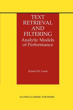Couverture de l’ouvrage Text Retrieval and Filtering