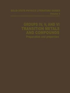 Couverture de l’ouvrage Groups IV, V, and VI Transition Metals and Compounds
