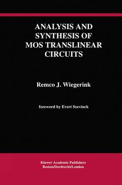 Cover of the book Analysis and Synthesis of MOS Translinear Circuits