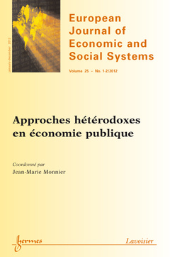 Cover of the book European Journal of Economic and Social Systems Volume 25 N° 1-2/January-December 2012