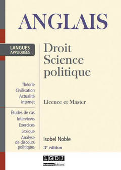 Couverture de l’ouvrage ANGLAIS : DROIT, SCIENCES POLITIQUES - 3ÈME ÉDITION