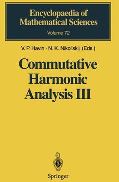 Couverture de l’ouvrage Commutative Harmonic Analysis III