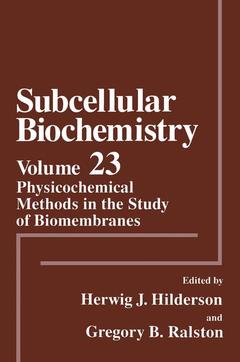 Couverture de l’ouvrage Physicochemical Methods in the Study of Biomembranes