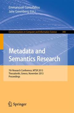 Couverture de l’ouvrage Metadata and Semantics Research