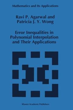 Couverture de l’ouvrage Error Inequalities in Polynomial Interpolation and Their Applications