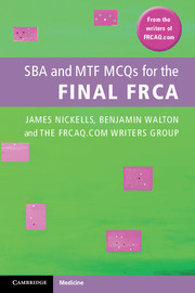 Couverture de l’ouvrage SBA and MTF MCQs for the Final FRCA