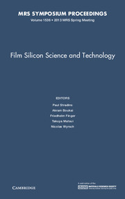 Couverture de l’ouvrage Film Silicon Science and Technology: Volume 1536
