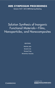 Couverture de l’ouvrage Solution Synthesis of Inorganic Functional Materials - Films, Nanoparticles, and Nanocomposites: Volume 1547