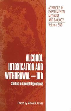 Couverture de l’ouvrage Alcohol Intoxication and Withdrawal - IIIb