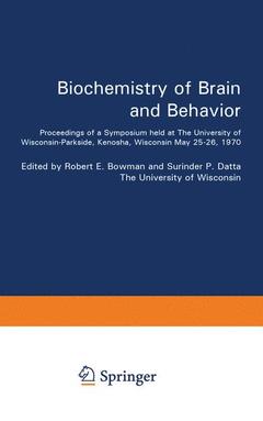Couverture de l’ouvrage Biochemistry of Brain and Behavior