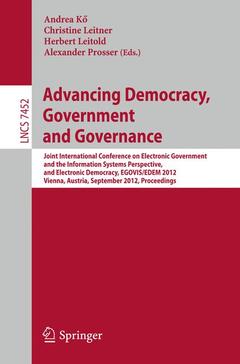 Couverture de l’ouvrage Advancing Democracy, Government and Governance