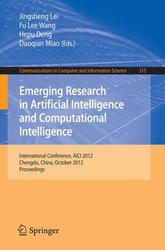 Couverture de l’ouvrage Emerging Research in Artificial Intelligence and Computational Intelligence